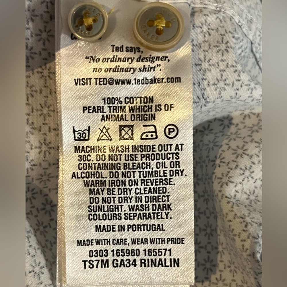 Ted Baker London Men’s Geometric Micro Print Short Sleeve Button Down Shirt M/L - Picture 5 of 10